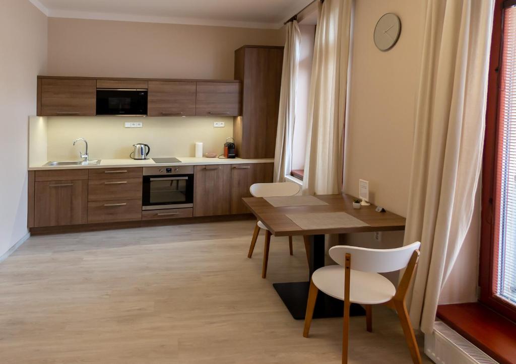Kuchyň nebo kuchyňský kout v ubytování Penzion Apartmány Resident