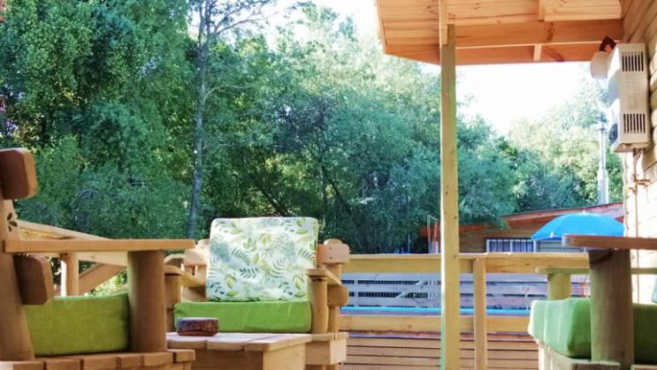 Balkón nebo terasa v ubytování Cabañas Lihuén SPA