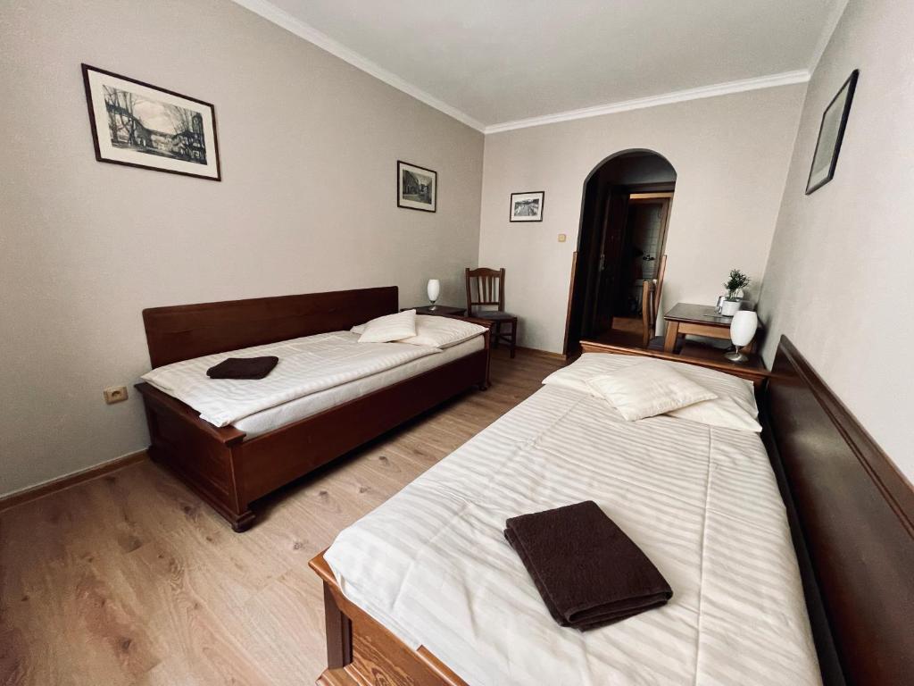 Postel nebo postele na pokoji v ubytování Pension Silvie