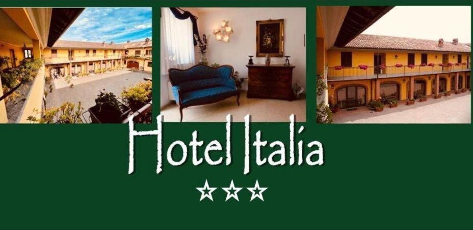 uma colagem de três fotos de um hotel italiano em Hotel Ristorante Italia em Certosa di Pavia