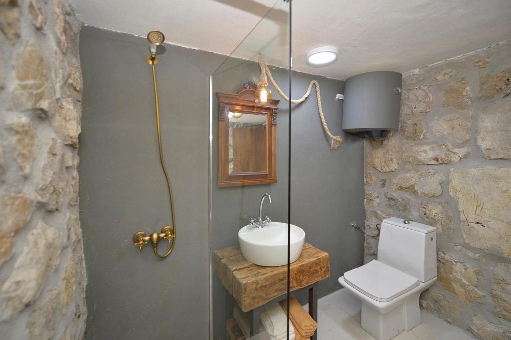 łazienka z umywalką i toaletą w obiekcie Rustic house Pojata w mieście Njeguši