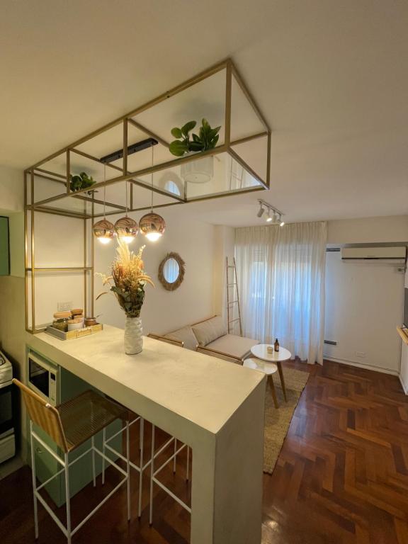 Il dispose d'une cuisine et d'un salon avec un îlot de cuisine et une table. dans l'établissement NUEVA CORDOBA HOUSING - Chacabuco Premium, à Córdoba