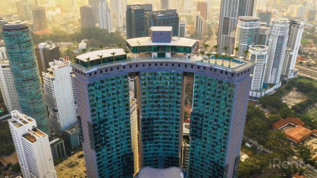 an aerial view of a large building in a city at Sky Suites with KLCC Twin Tower View by iRent365 in Kuala Lumpur