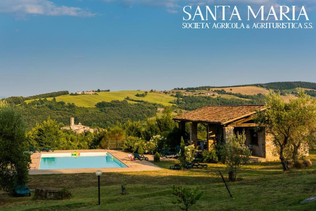 Villa con piscina en un campo en Agriturismo Santa Maria, en San Venanzo