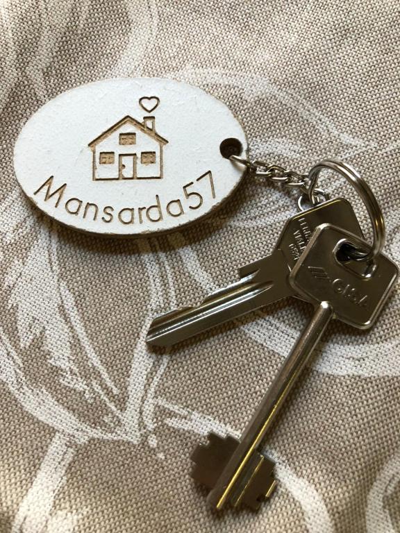 een sleutelhanger met de naam van een huis erop bij MANSARDA57 in Parma