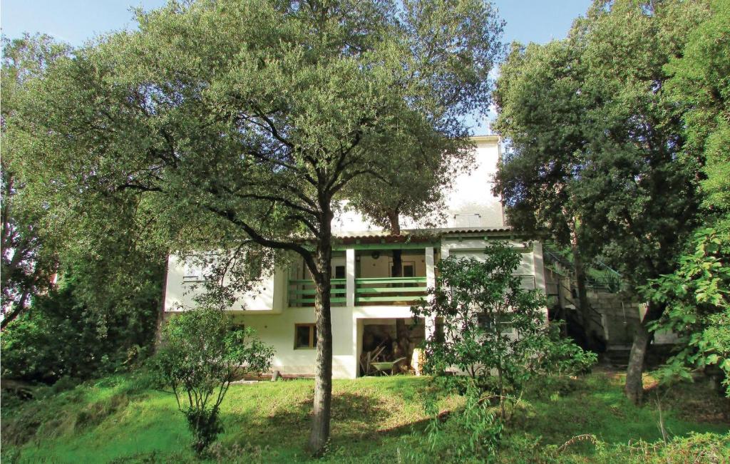 a white house with trees in front of it at Nice Apartment In Sagone With Kitchen in Sagone