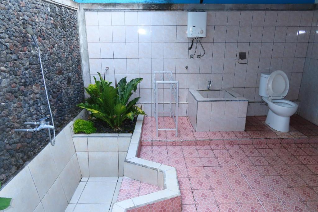 a bathroom with a toilet and a sink at Pondok Lembah Dukuh Homestay in Tirtagangga