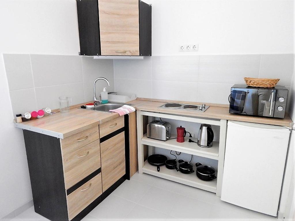 Kuchyň nebo kuchyňský kout v ubytování Bogácsa Apartman
