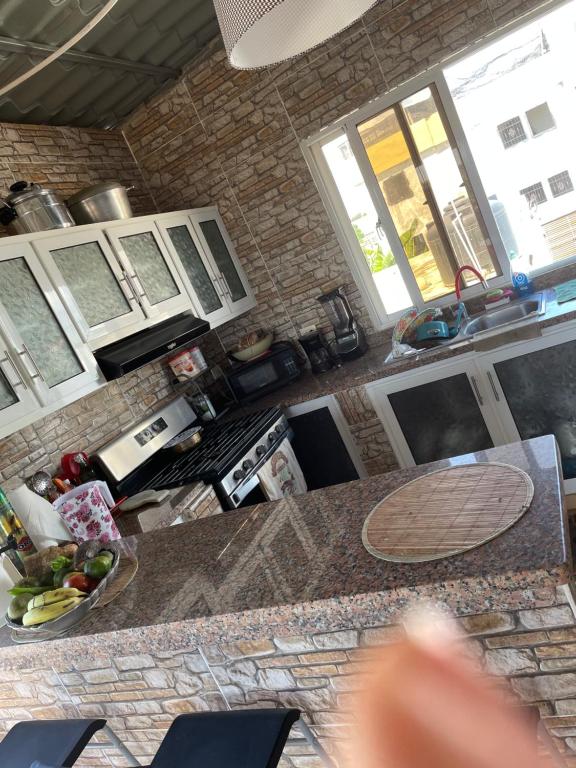 an aerial view of a kitchen with a counter top at Lucerna 3 in La Cana