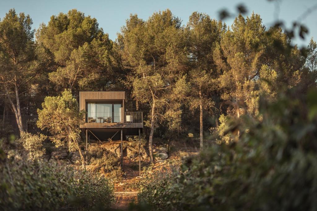 uma casa no meio de uma floresta em Les Cabanes de l'Oller del Mas em Manresa