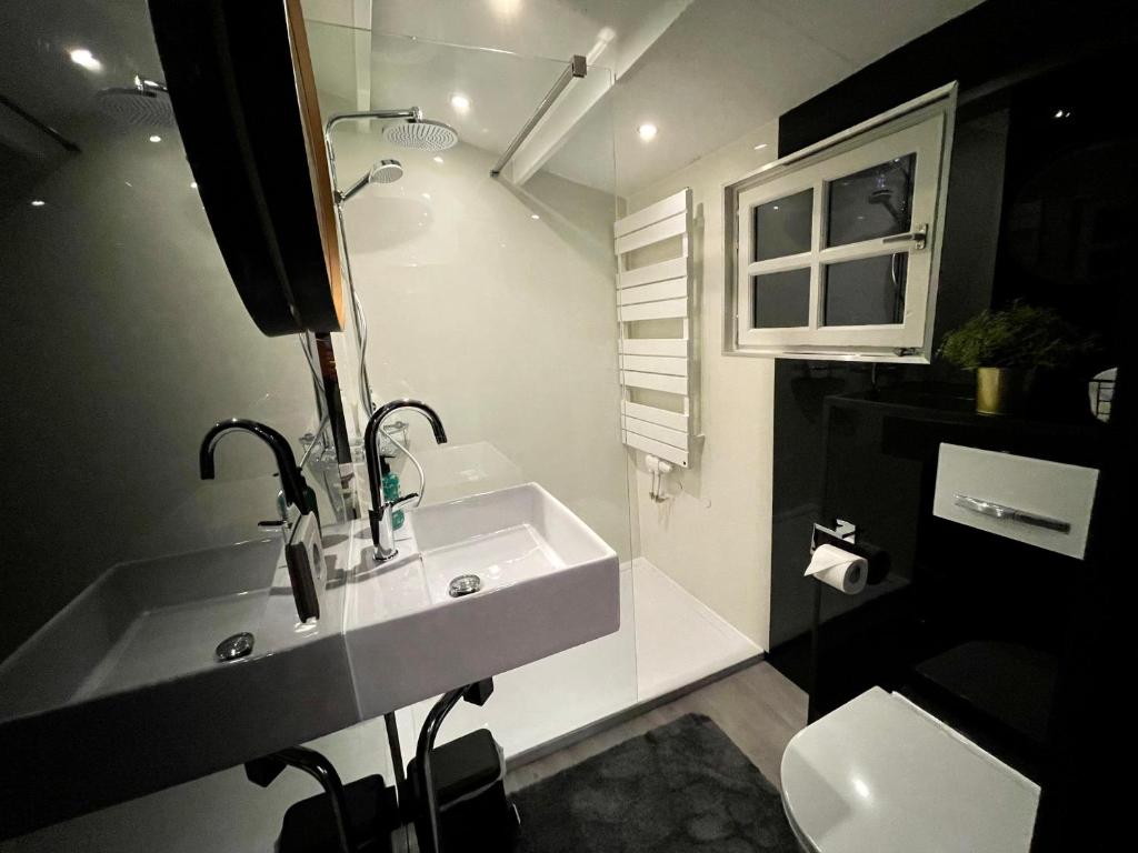 Koupelna v ubytování Tiny House de Eikhof