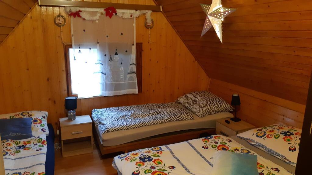Postel nebo postele na pokoji v ubytování Chata Iva Šírava