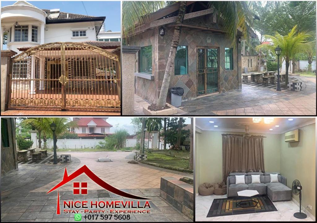 eine Collage mit drei Bildern eines Hauses in der Unterkunft NICE HOME VILLA, Bandar Country Homes, Rawang in Rawang