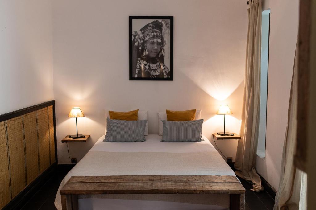 Uma cama ou camas num quarto em Riad Alia