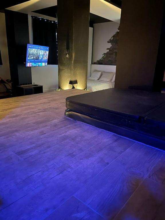 Postel nebo postele na pokoji v ubytování La suite Grenoble spa jacuzzi et sauna privatif