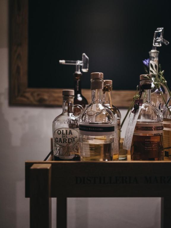 a group of bottles of alcohol on a table at VAYA Sölden inklusive Summer Card in Sölden