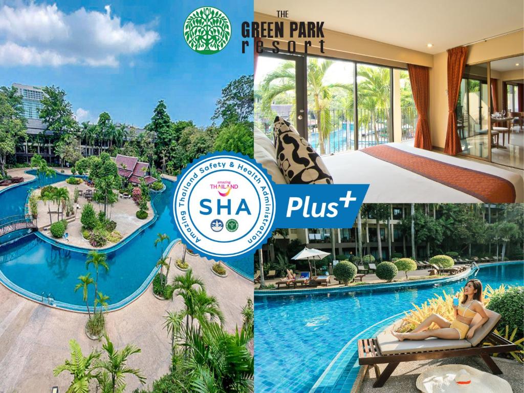 a collage of photos of the green park resort at The Green Park Resort in Pattaya North