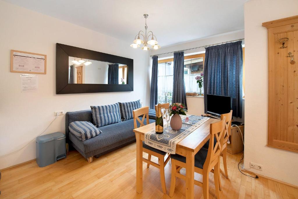 Televízia a/alebo spoločenská miestnosť v ubytovaní Haus Lowe Apartment Erdgeschoss 1