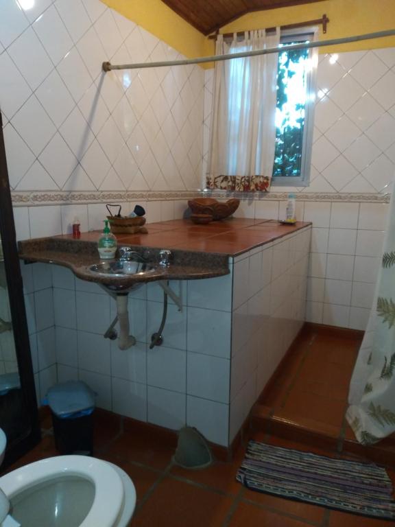 a bathroom with a sink and a toilet at Jardín de Naipí 2 in Puerto Iguazú
