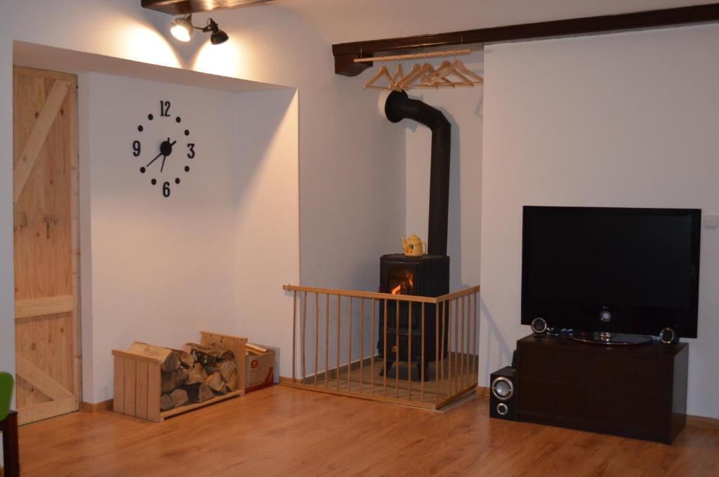 TV a/nebo společenská místnost v ubytování Apartmán u potoka