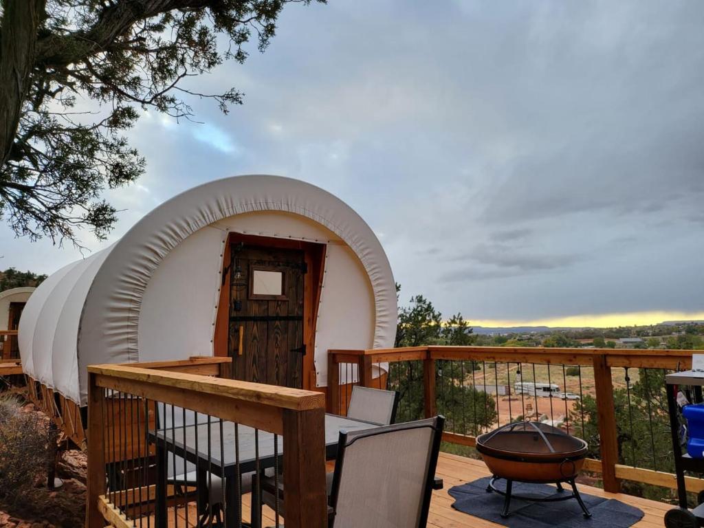 Balkón nebo terasa v ubytování Zion View Camping
