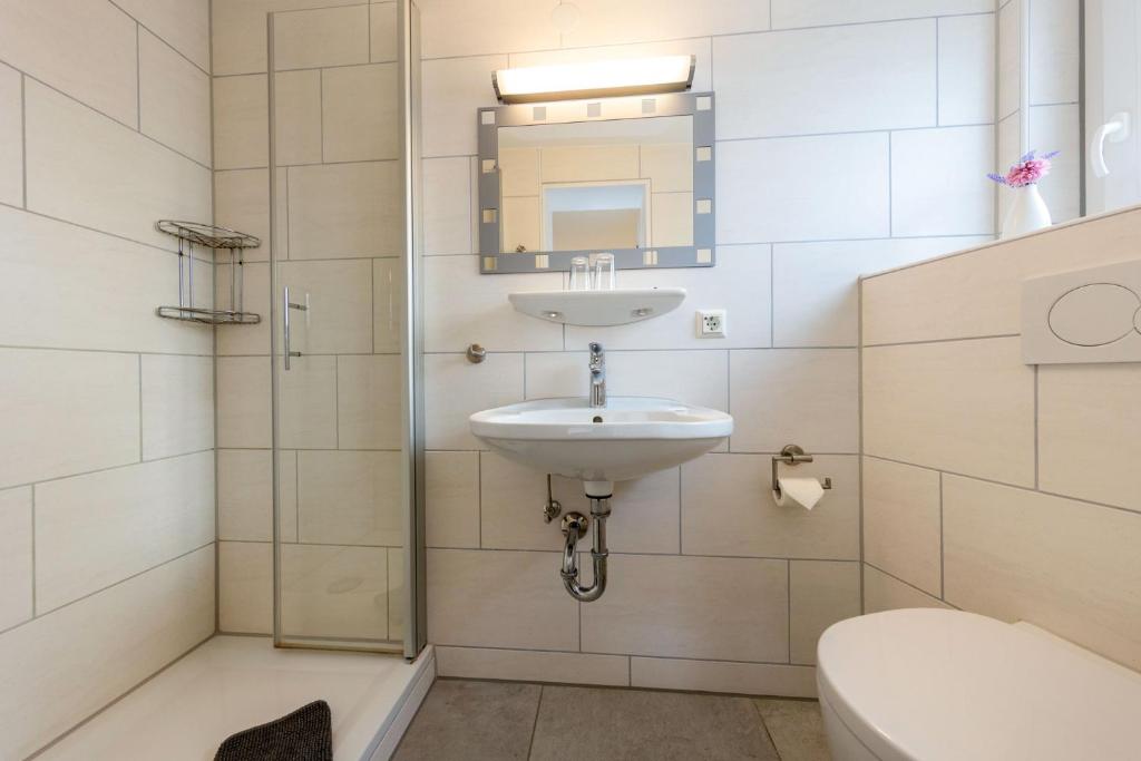 Koupelna v ubytování Hotel Bellevue