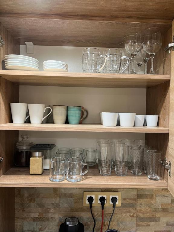 Coffee and tea making facilities at ANNA GYÖNGYE APARTMAN DEBRECEN