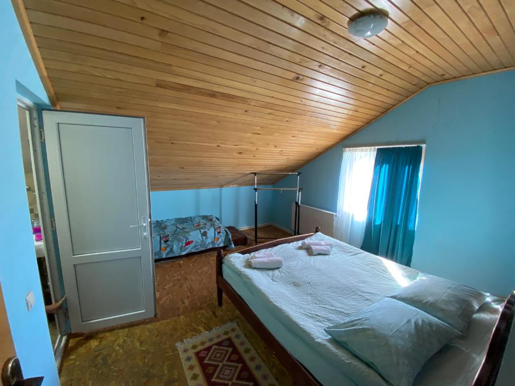 Postel nebo postele na pokoji v ubytování Manana Japaridze's Guesthouse
