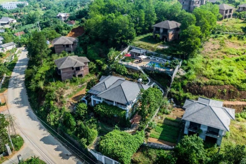 an overhead view of a house with a road at Airi Villas Ba Vì Venue Travel in Ba Vì