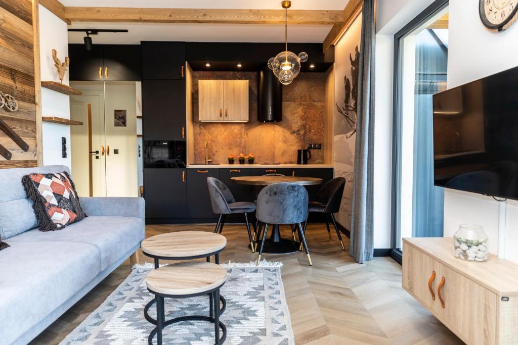 Televízia a/alebo spoločenská miestnosť v ubytovaní udanypobyt Apartament Modrzejewska 16