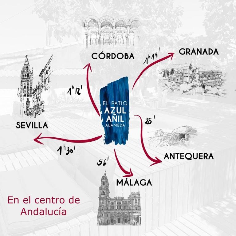 Azul añil EL PATIO Casa rural en Alameda - Maison De Deux Chambres