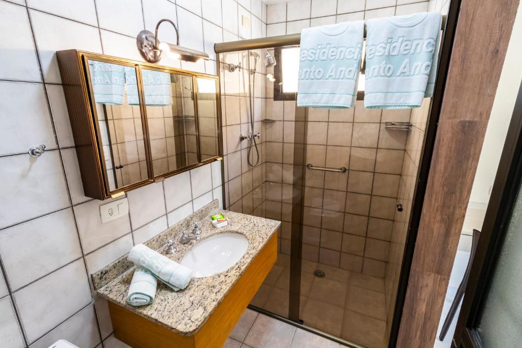 Koupelna v ubytování Hospedaria Santo André