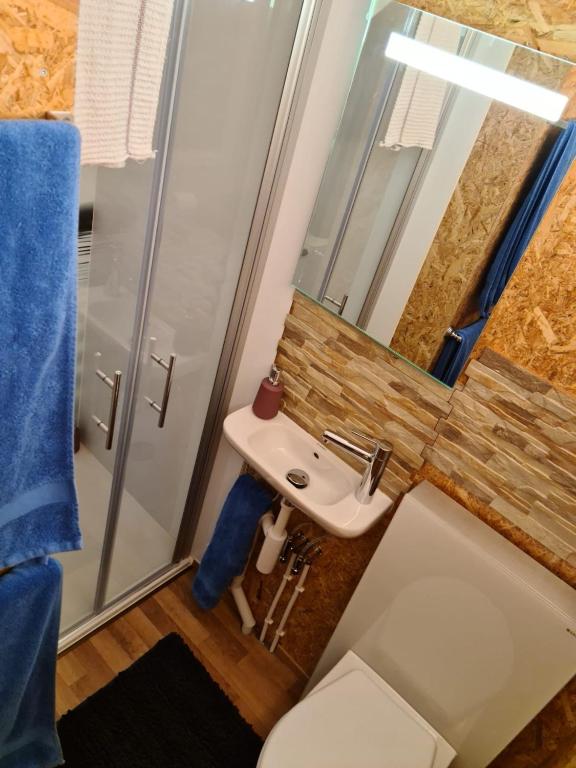 Koupelna v ubytování La roulotte