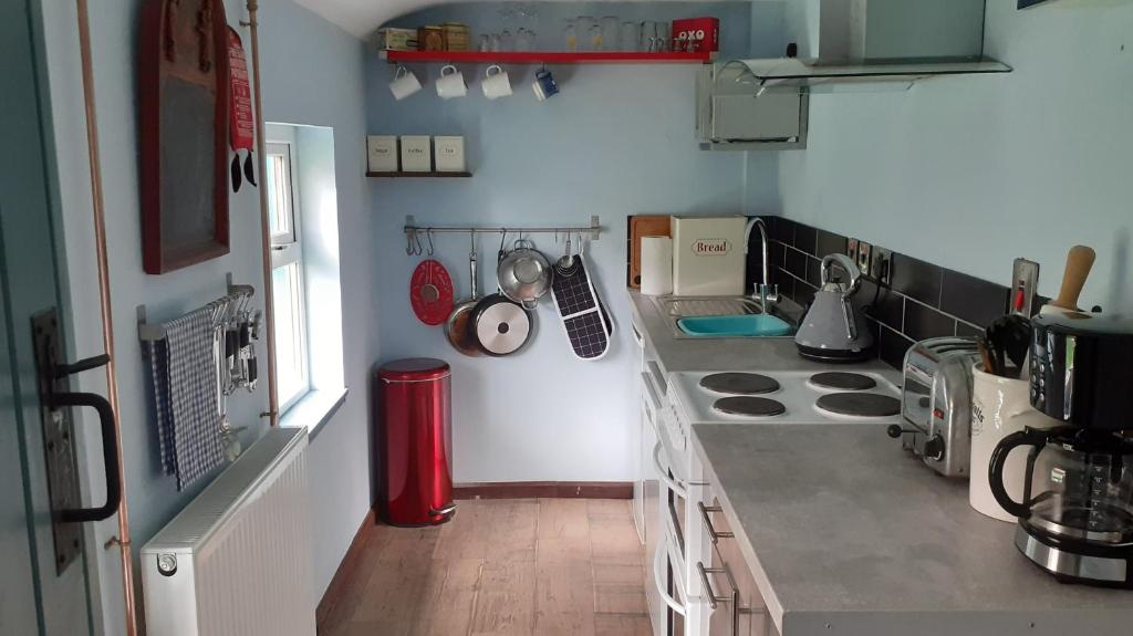 A kitchen or kitchenette at The Rockhouse - Cosy stone built Thatch Cottage