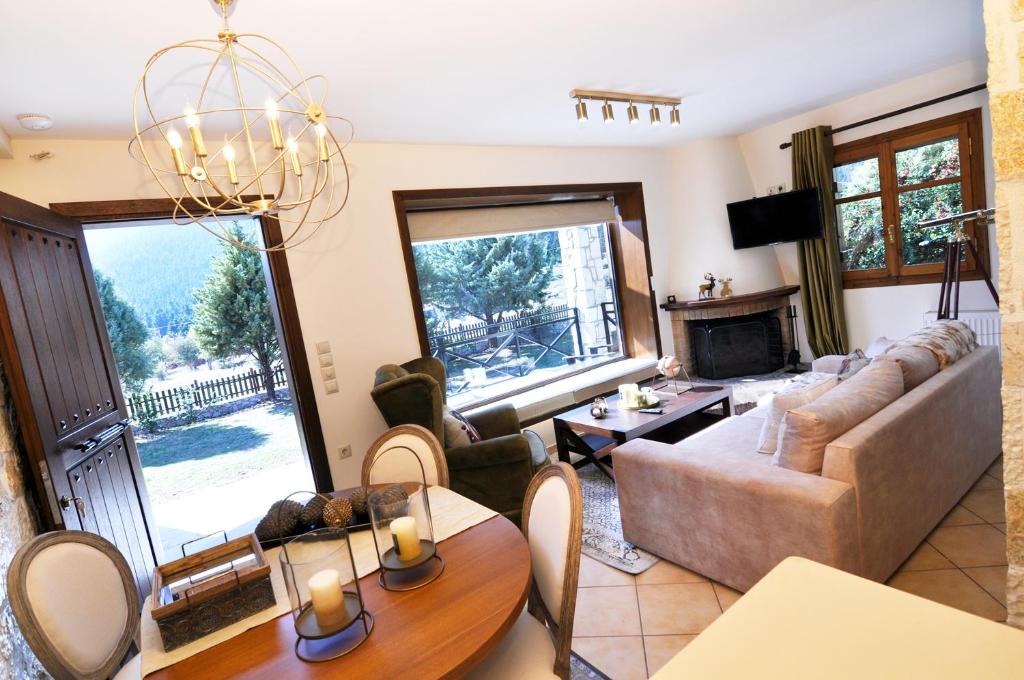 Posezení v ubytování Parnassos Chalets