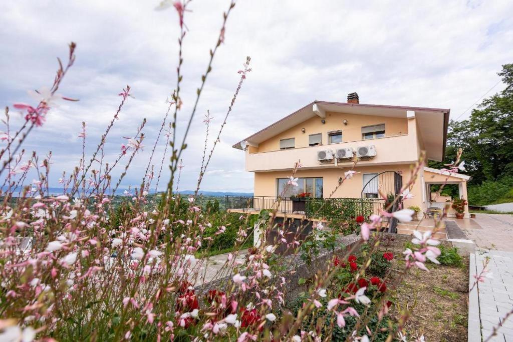 a house with flowers in front of it at Apartments Bella Vista Lilly in Portorož