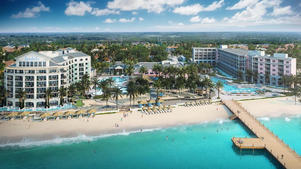 an aerial view of the beach at a resort at Sandals Royal Bahamian All Inclusive - Couples Only in Nassau