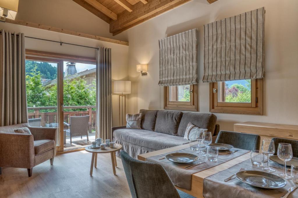 Posezení v ubytování Les Loges Blanches Megève