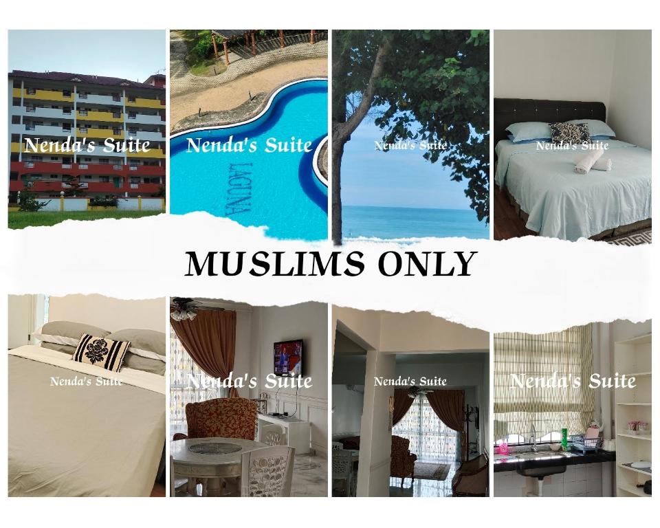 een collage van foto's van een hotel met alleen de woorden mulsums bij Nenda’s Home in Port Dickson