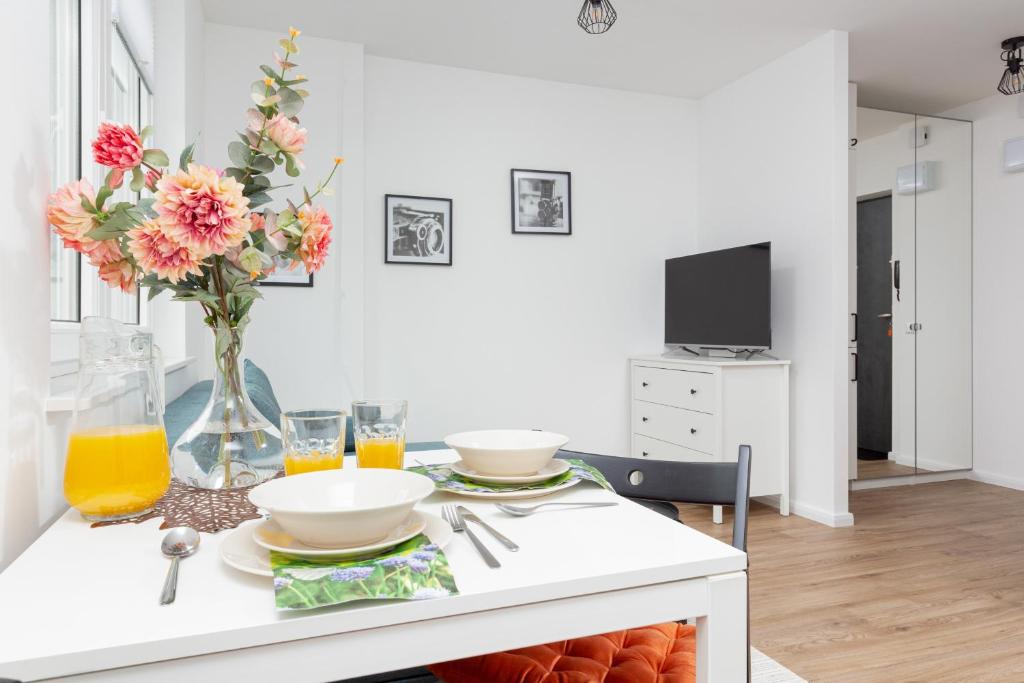 TV a/nebo společenská místnost v ubytování Studio Apartment Ochota Siemieńskiego by Noclegi Renters