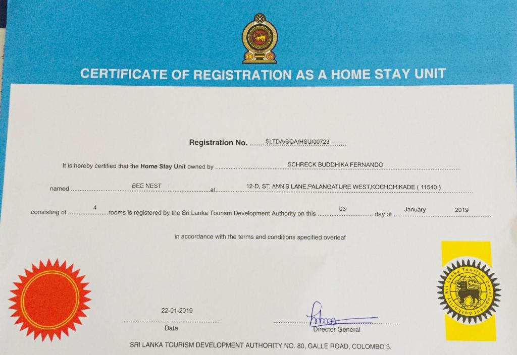 Certifikát, hodnocení, plakát nebo jiný dokument vystavený v ubytování Bee Nest Bed & Breakfast
