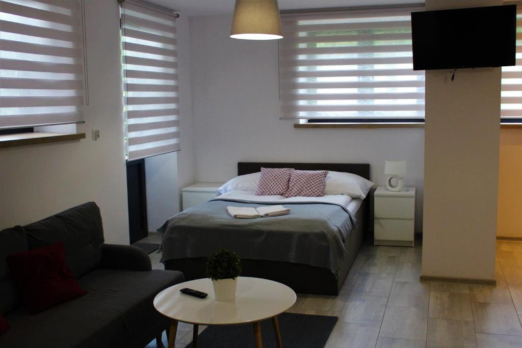 Posteľ alebo postele v izbe v ubytovaní Apartamenty Świstak Maciej Dunajczan