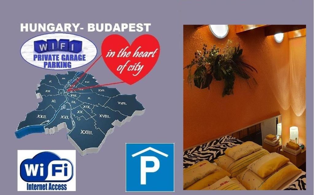 un collage de una foto de una habitación de hotel con cama en "hotel30" ROOMS in the centrum -free garage parking, en Budapest