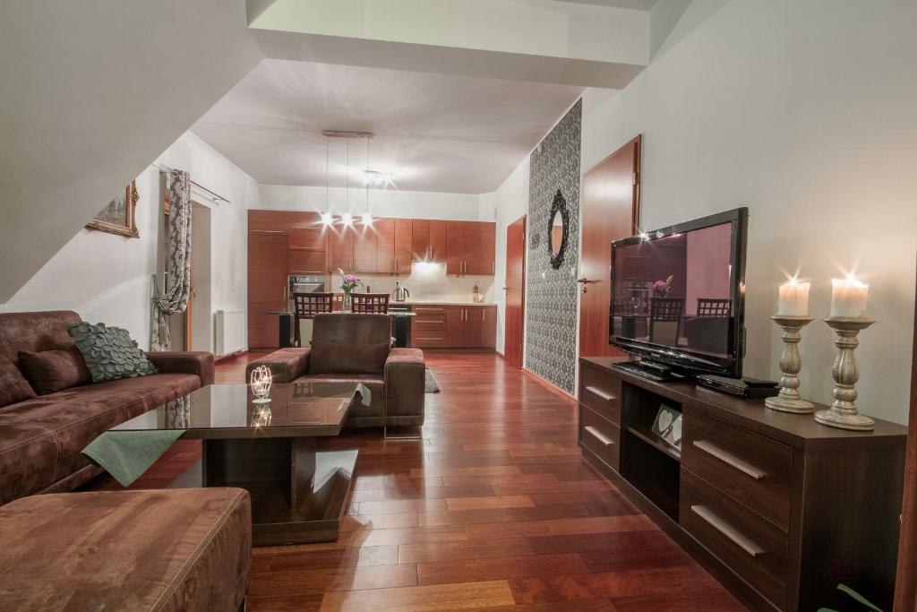 Televízia a/alebo spoločenská miestnosť v ubytovaní ApartSerwis - Gorące Źródła Apartament Lodowa Kopa 1