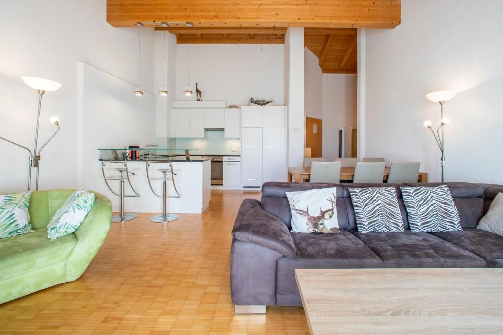 弗利姆斯的住宿－Casa Miraval，带沙发的客厅和厨房