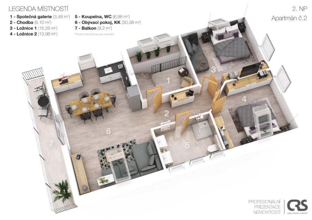 Půdorys ubytování Apartmány Plešivec