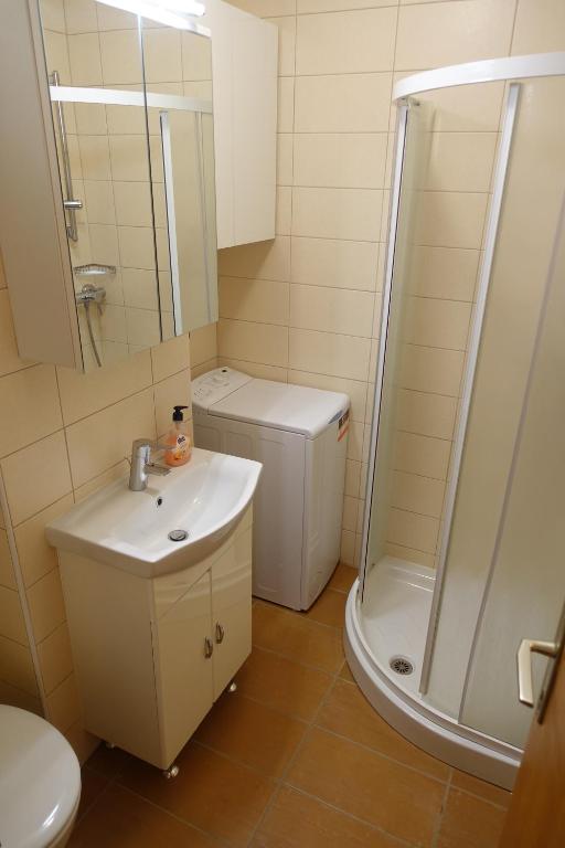 Koupelna v ubytování Apartments Kaninska Vas