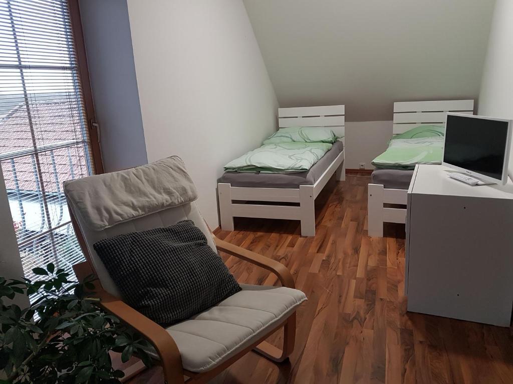 Postel nebo postele na pokoji v ubytování Apartmán V aleji