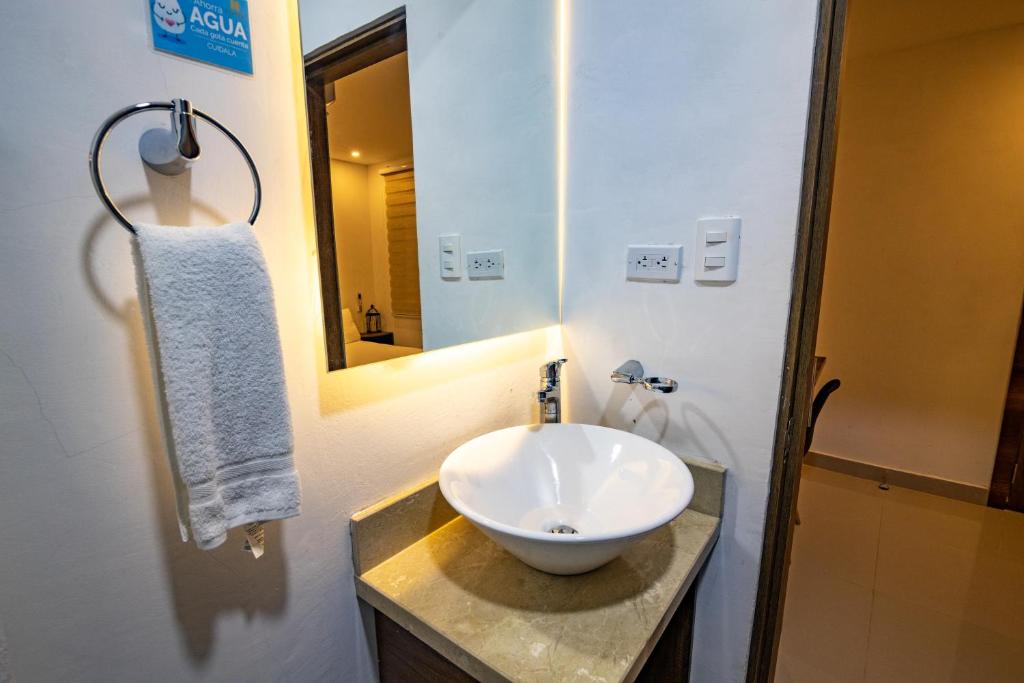 Koupelna v ubytování Hotel Amoek