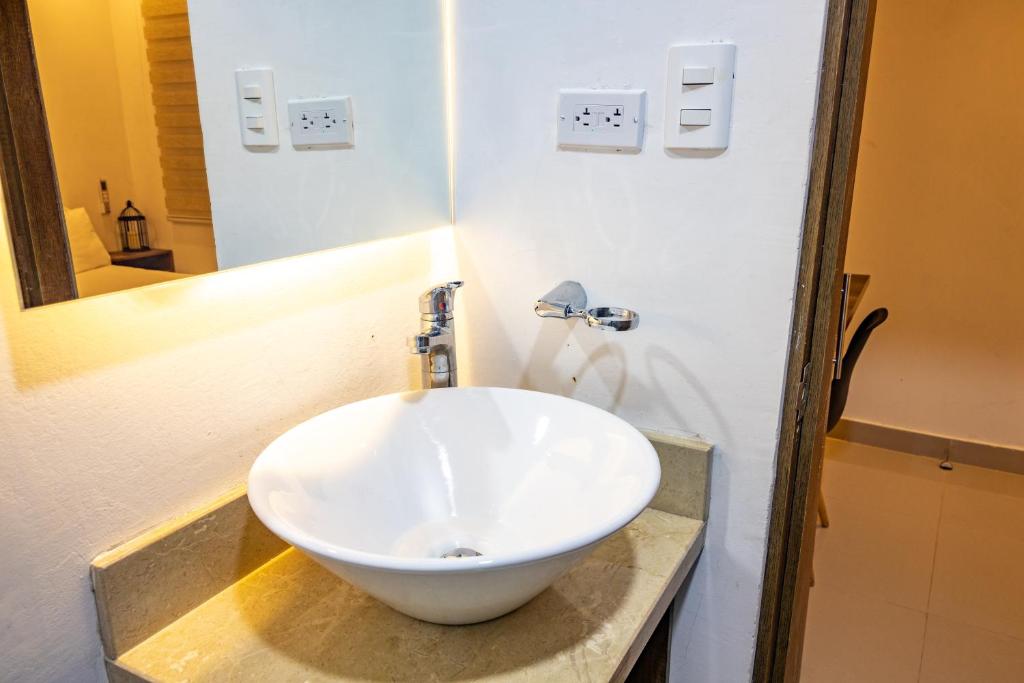 Koupelna v ubytování Hotel Amoek